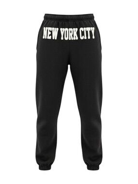 New York City Black Sweatpants Elastic Waist Honey Peach Size M